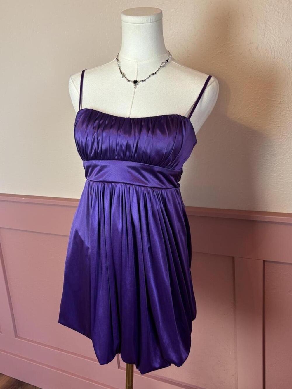 Ruby Rox 2000s purple tie back dress sz small bubble hem babydoll y2k party club